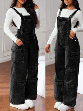 SHEIN ICON بِذْلَة وأوفركول جينز نسائية ، أزياء بسيطة كاجوال للارتداء اليومي