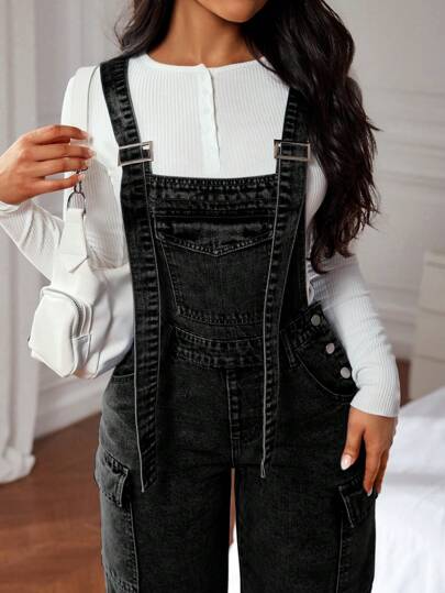 SHEIN ICON بِذْلَة وأوفركول جينز نسائية ، أزياء بسيطة كاجوال للارتداء اليومي