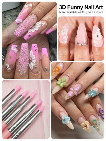 Beautizon Nailartlab 5 قطع قلم تشكيل جل الأظافر، قلم نحت وركوز مناسب لصالون أظافر المنزل وأظافر المتجر، أداة تشكيل 3D