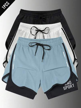 Manfinity Sport Corelite شورت رياضي كاجوال بطراز صديق بسيط بتعدية أمامية للرجال، للاستخدام اليومي