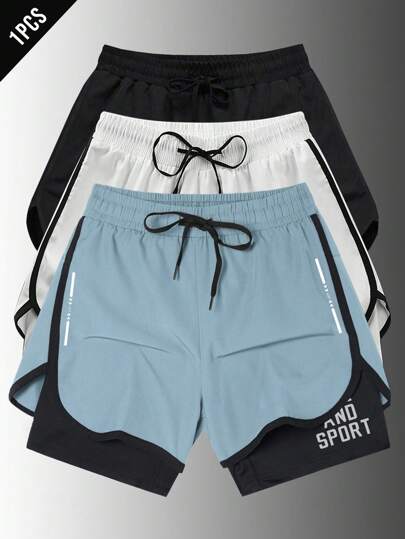 Manfinity Sport Corelite شورت رياضي كاجوال بطراز صديق بسيط بتعدية أمامية للرجال، للاستخدام اليومي