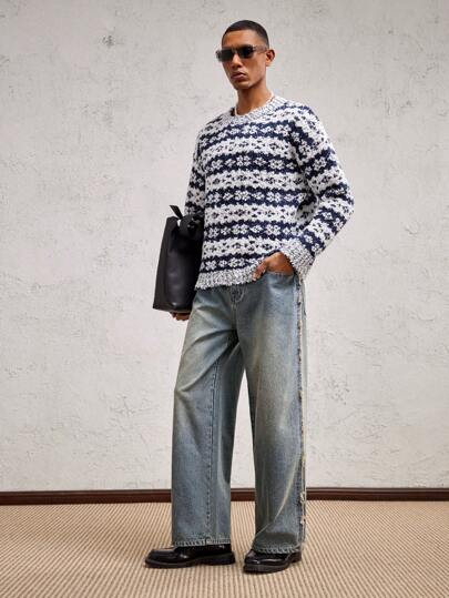 AKNOTIC Business Casual بنطلون جينز رجالي مستقيم النسيج ذو خصر متوسط، مناسب للخريف، للرقص والحفلات