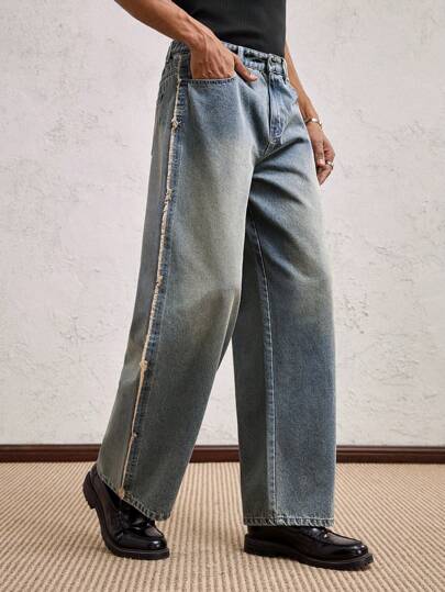 AKNOTIC Business Casual بنطلون جينز رجالي مستقيم النسيج ذو خصر متوسط، مناسب للخريف، للرقص والحفلات