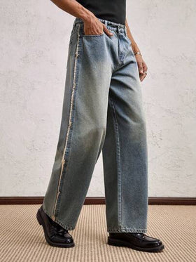 AKNOTIC Business Casual بنطلون جينز رجالي مستقيم النسيج ذو خصر متوسط، مناسب للخريف، للرقص والحفلات