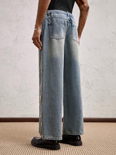 AKNOTIC Business Casual بنطلون جينز رجالي مستقيم النسيج ذو خصر متوسط، مناسب للخريف، للرقص والحفلات