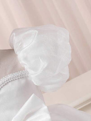 فساتين بيبي Glamorique Kids فستان الأميرة الأنيق والحلو والفاخر للبنات عمر 1-3 سنوات, أبيض نقي ، بأكمام منتفخة من التول، طبقات من شبكة براقة ، تطريز خياطة الدانتيل وتصميم فيونكة ضخمة على الخصر لأناقة ورقة مميزة