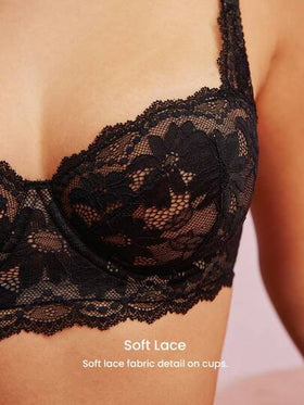 LUVLETTE ملابس داخلية نسائية للراحة والمنحنيات، صدرية بالكونيت مرفوعة وسلكية قابلة للتنفس، سوستة سكسية غير مبطنة من الدانتيل الأسود والأناقة والشبك، حمالة صدر مصغرة للعرائس