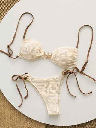 طقم تانكيني حريمي Swim Mod مجموعة بيكيني لامرأة ذات طبعة نجمة البحر مع ملابس علوية ملابس علوية بدون ظهر وربطة جانبية للجزء السفلي ذو طراز هبة الحرور 2 قطعة، صيفي