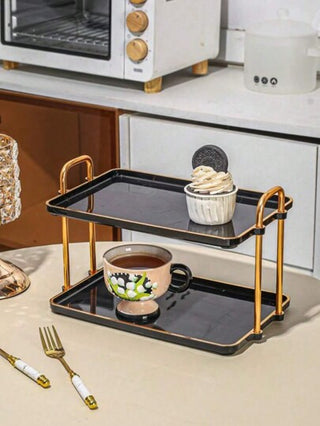 طبق مربع قابل للحمل من طبقتين، تصميم فاخر حديث، متعدد الأغراض للزفاف والطاولات والحفلات والكعك، لألغراض المنزلية