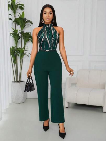 Lunelith SHEIN Lunessa جمبسوت واسعة مطبوعة أنيقة للسيدات