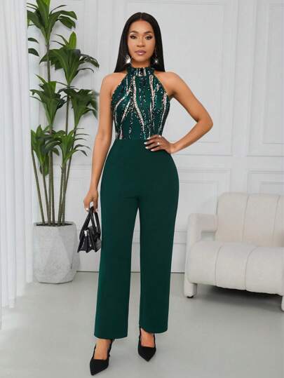 Lunelith SHEIN Lunessa جمبسوت واسعة مطبوعة أنيقة للسيدات