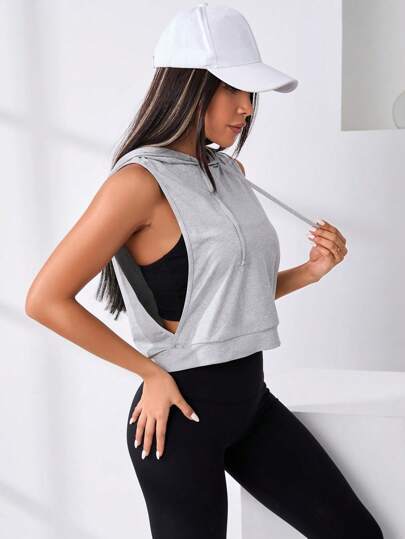 Easithlete بلوزة رياضية قصيرة مع سحاب