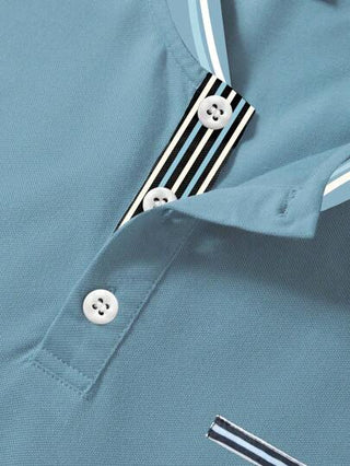 SHEIN Manfinity Homme قميص بولو عارض للرجال بأكمام قصيرة وتصميم بالألوان المختلفة لفصل الصيف