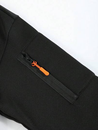 Manfinity Homme سترة رياضية سوداء بسيطة غير رسمية مع سحاب للرجال