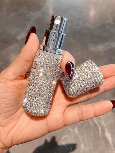 زجاجة عطر رذاذ متنقلة ملونة بالراين ستون سعة 10مل، مناسبة للكولونيا، منتجات العناية بالبشرة، هدية للرجال والنساء