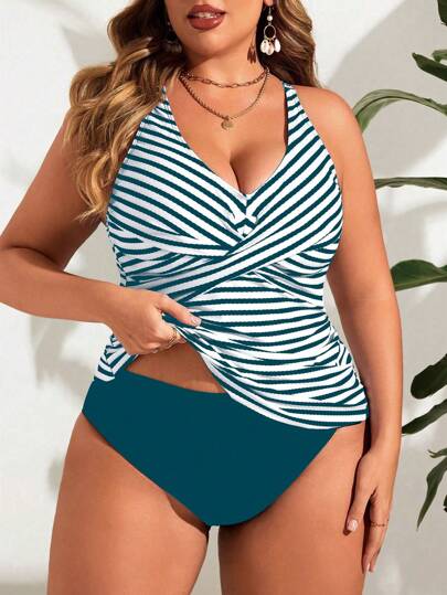 Swim Lushoire مجموعة تانكيني بتصميم بسيط للحجم الكبير للاستخدام اليومي والرسمي ، مناسب للصيف والعطلات البحرية