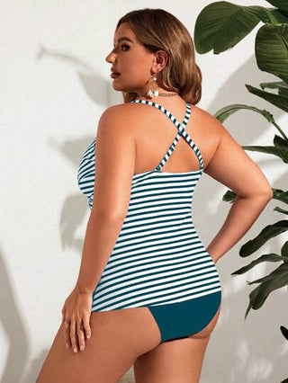 Swim Lushoire مجموعة تانكيني بتصميم بسيط للحجم الكبير للاستخدام اليومي والرسمي ، مناسب للصيف والعطلات البحرية