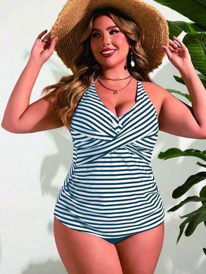 Swim Lushoire مجموعة تانكيني بتصميم بسيط للحجم الكبير للاستخدام اليومي والرسمي ، مناسب للصيف والعطلات البحرية