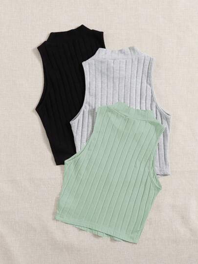 EZwear بلايز بحمالات محبوك الصاف كاجوال