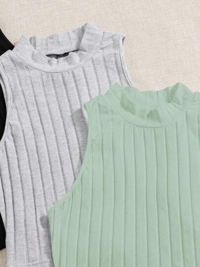 EZwear بلايز بحمالات محبوك الصاف كاجوال