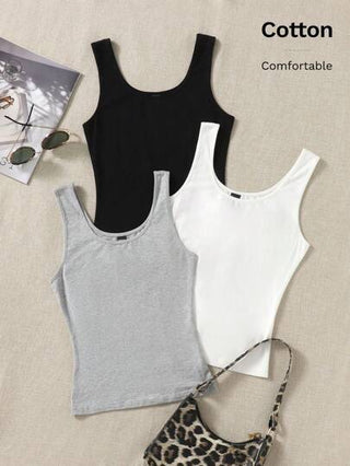 EZwear ملابس علوية كاجوال ضيق القصات للسيدات ذو أشرطة عريضة للون الصلب، يناسب الاستخدام اليومي
