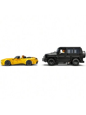 LEGO سيارة لعبة ليغو سبيد تشامبيونز مرسيدس-AMG G 63 ومرسيدس-AMG SL 63 F1، مجموعة مركبات للأطفال، 2 طقم بناء مع 2 شخصية سائق مصغرة، سيارة لعبة قابلة للتحويل هدية للأولاد والبنات، 76924