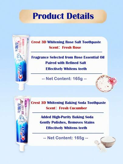 CREST حزمة قيمة معجون أسنان تبييض ثلاثي الأبعاد (ملح الورد وبيكربونات الصوديوم) - 2 قطعة 330 جرام/11.64 أونصة، تبييض وإزالة البقع، تنظيف عميق، تلميع الأسنان، نضارة طويلة الأمد، مستخلص الورد، بيكربونات الصوديوم عالية النقاء، يستهدف عدة مشكلات فم،...