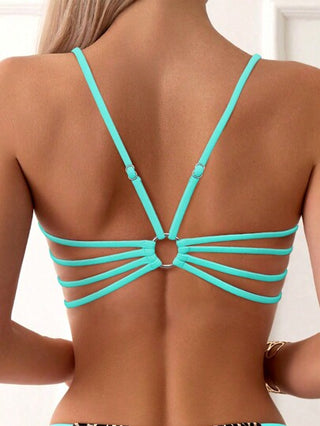 Swim SXY 2 مجموعة بيكيني مطبوع بنمط الفهد للنساء، عطلة صيفية على الشاطئ
