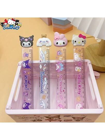 أدوات مكتبية ومدرسية Sanrio [المفضلة للطلاب] مسطرة بتصميم Sanrio وKuromi، مناسبة للمدرسة والمكتب، تصميم كرتوني مناسب للرسم والقياس، هدية أدوات كتابية كاواييي، هدية عيد الهالوين للطلاب، لوازم مدرسية، عودة للمدرسة