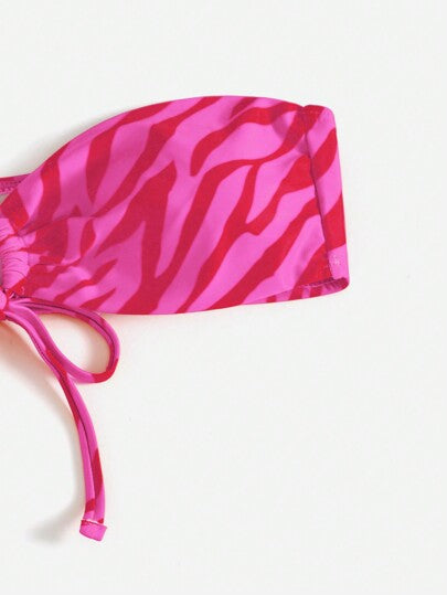 Swim Vcay مجموعة بكيني نسائية مثيرة بنقشة الزيبرا، ملابس سباحة نقشة عشوائية، للصيف والأجازات الشاطئية