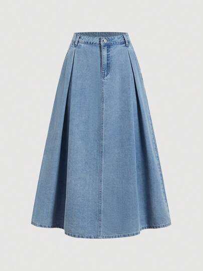 SHEIN MOD تنورة جينز كاجوال فضفاضة طويلة زرقاء للنساء، ملابس بورتوريكو، بدلات نسائية للمكتب، ملابس نسائية لعيد الحب، ملابس التسعينيات، بدلات نسائية للربيع، تنورة جينز، تنانير جينز نسائية، بدلات كاوجيرل نسائية، تنورة عصر النهضة، تنورة للعمل