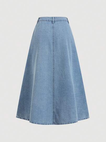 SHEIN MOD تنورة جينز كاجوال فضفاضة طويلة زرقاء للنساء، ملابس بورتوريكو، بدلات نسائية للمكتب، ملابس نسائية لعيد الحب، ملابس التسعينيات، بدلات نسائية للربيع، تنورة جينز، تنانير جينز نسائية، بدلات كاوجيرل نسائية، تنورة عصر النهضة، تنورة للعمل