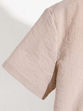 SHEIN طقم قميص وشورت ذو ياقة عالية أحادي الصدر مناسب للبنات المراهقات في الصيف