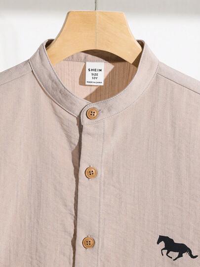 SHEIN طقم قميص وشورت ذو ياقة عالية أحادي الصدر مناسب للبنات المراهقات في الصيف