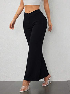 SHEIN PETITE بنطال مستقيم عصري أنيق مع تقاطع عند الخصر للسيدات
