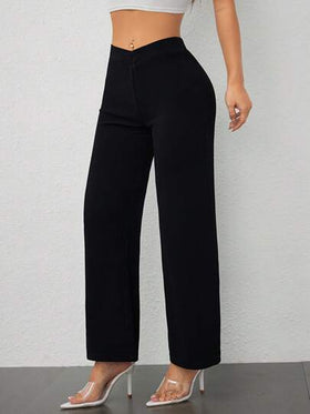 SHEIN PETITE بنطال مستقيم عصري أنيق مع تقاطع عند الخصر للسيدات
