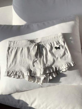 Comfortcana شورت صيفي للنساء مزين بطبعة القطط والكشكشة مع حزام