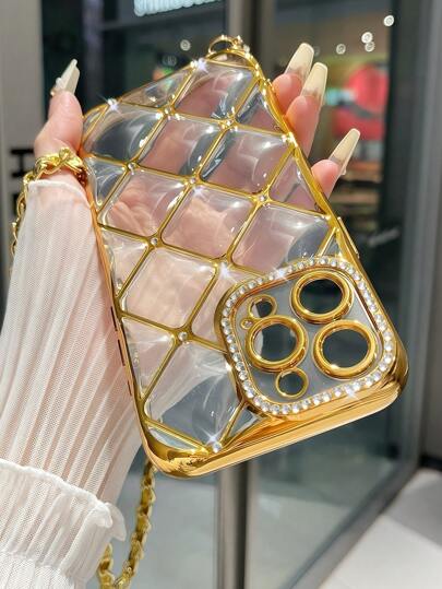 1 قطعة غطاء واقي للهاتف من نوع TPU مطلي كهربائيا بشكل الماس، متوافق مع أجهزة iPhone16/SE2/7P/8P/X/XS/XR/XSMax/11/11Pro/11ProMax/12/12Pro/12ProMax/13/13Pro/13ProMax/14/14Pro/16Plus/14ProMax/15/15Pro/15Plus/15ProMax
