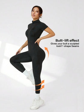 Easithlete جمبسوت قصيرة بِسَوِّاحة أمامية ذو أكمام قصيرة للنساء