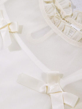 SHEIN Explorewe تي شيرت مصمم بخطوط شبكية طبقية أبيض للفتيات المراهقات للصيف