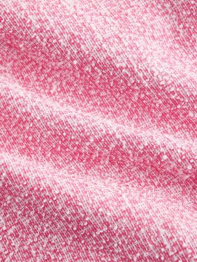 SHEIN MOD جمبسوت قصيرة وردية تحمل أزرار درر بياقة على شكل حرف V بدون أكمام
