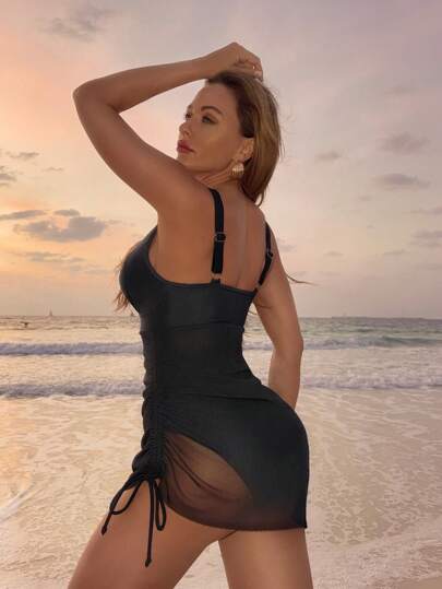 مايوه حريمي قطعة واحدة Swim Vcay بدلة سباحة نسائية قطعة واحدة مصنوعة من الشبك للصيف والشاطئ والعطلات