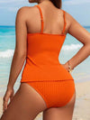 طقم تانكيني حريمي Swim Lushoire المرأة ال- طراز الصيفي لون أساسي مجعد شكل بندينا شورت كاجوال تانكيني