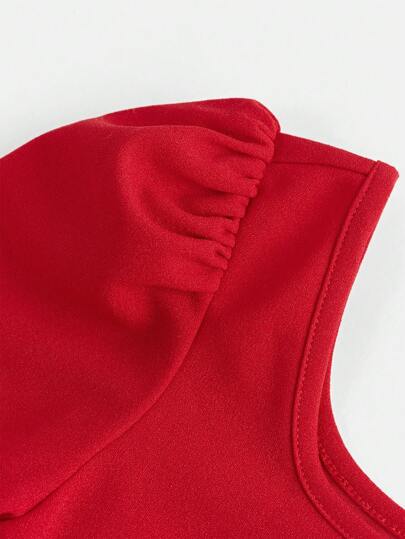 SHEIN فستان قصير أزرق دون أكمام للبنات المراهقات، ذو رقبة مربعة وأكمام منفوخة ملائم للارتداء اليومي، المناسبات الرسمية، حفلات الأعياد أو الحفلات الأنيقة