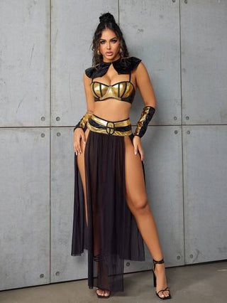 طقم تانكيني حريمي Fantasy Costume مجموعة لباس نسائية (صدرية، تنورة، شال، 2 قفاز، قطعة رأس)