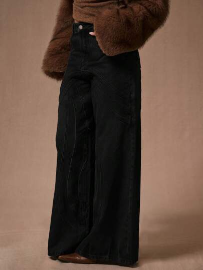 MUSERA جينز فضفاض مخيط، مناسب للربيع والصيف، كاجوال وأنيق، طراز 90 وY2K، مناسب للحفلات والعمل والاستخدام اليومي