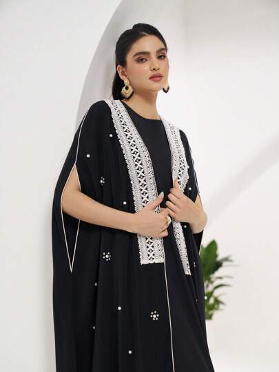 Al Najma عبايات عباءة عربية طويلة سادة التصميم، ملموسة وفضفاضة للنساء، أسلوب بسيط وعفوي