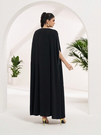 Al Najma عبايات عباءة عربية طويلة سادة التصميم، ملموسة وفضفاضة للنساء، أسلوب بسيط وعفوي