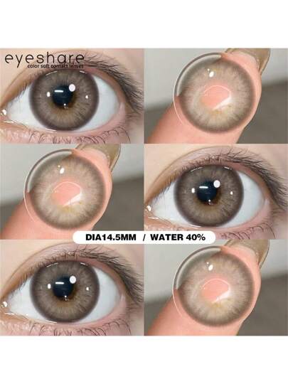 عدسات لاصقة ملونة جديدة من EYESHARE، زوج واحد لعيون بنية، عدسات مكياج للعيون قياس 14.5 مم للاستخدام السنوي، مناسبة لأغراض التنكر وتنكر الهالوين