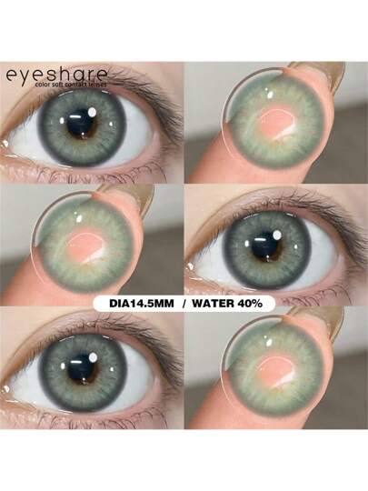 EYESHARE NEW 1 Pair Colored Contact Lenses For Eyes Natural Green Eye Makeup Lenses 14.5 Mm Yearly Use Cosmetic Contact Lenses Halloween Costume Cosplayramadan collection
